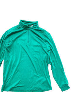 VTG Descente Mens Medium Green Long Sleeve Pullover Quarter Zip 80s 90s Japan
